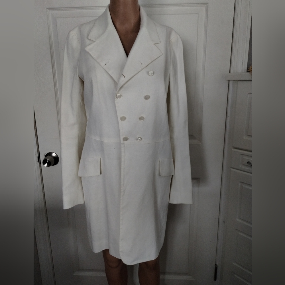 Ralph Lauren Purple Label White Trench Linen Coat 6